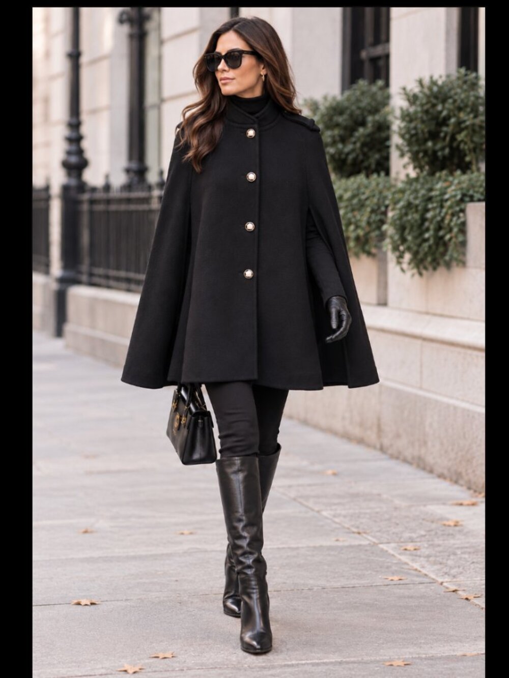 NWT Zara Military Style Cape Black Wool Blend Classic Elegant Fully Lined Small